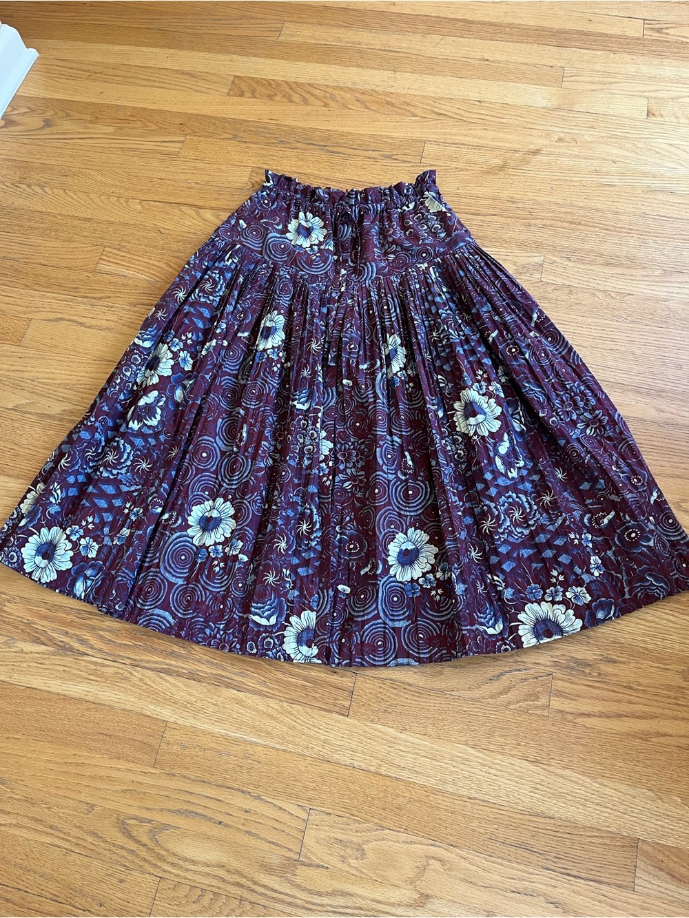 Ulla Johnson Plum Floral & Cream Patterned Circle Skirt